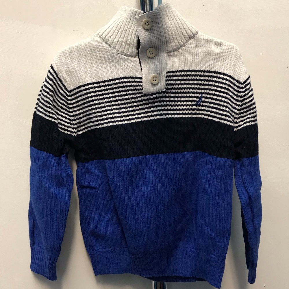 NAUTICA Blue/White/Navy Cotton Sweater - Size 4